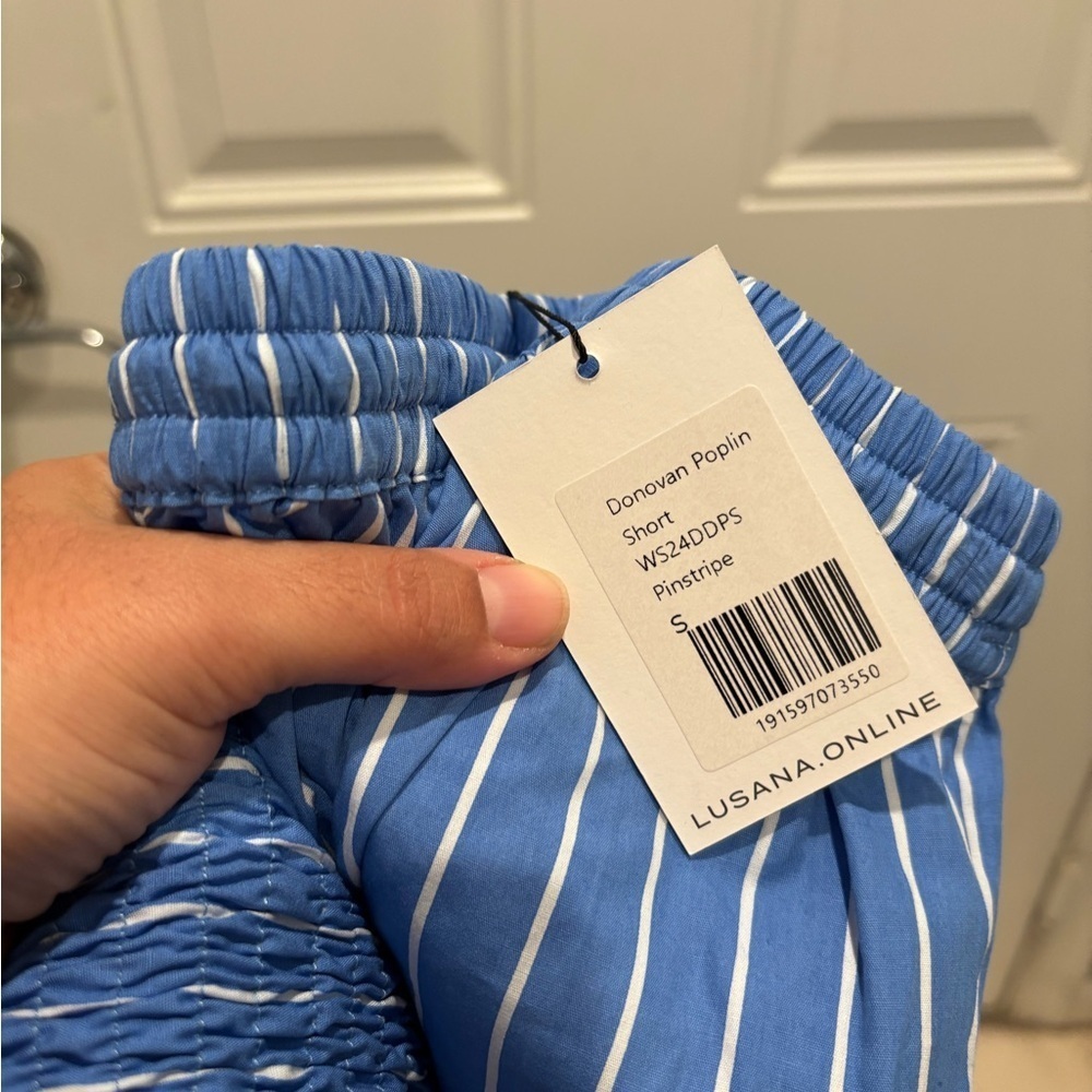 Lusana Blue and White Striped Boxer shorts and top - Picture 6 of 6